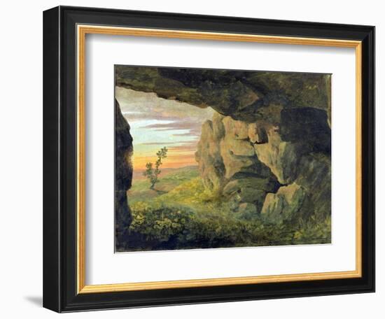 A Cavern near to St. Agnese without the Porta Pia (Oil on Paper)-Thomas Jones-Framed Giclee Print