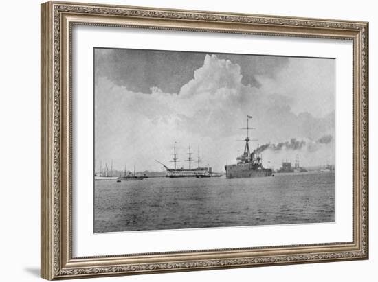 A Century Between: The Dreadnought Steaming Past the Victory, Illustration from 'The Graphic',…-English Photographer-Framed Photographic Print