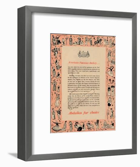 'A certain Famous Jockey Abdullas for choice', 1939-Unknown-Framed Giclee Print