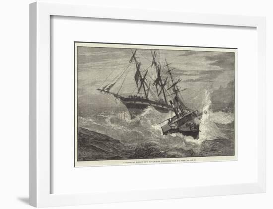 A Channel Tug Trying to Get a Rope on Board a Distressed Vessel in a Storm-null-Framed Giclee Print