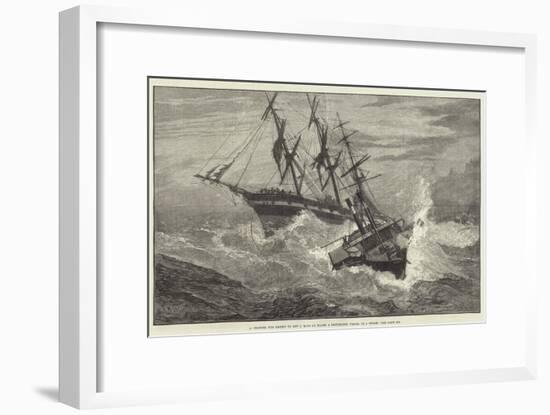 A Channel Tug Trying to Get a Rope on Board a Distressed Vessel in a Storm-null-Framed Giclee Print