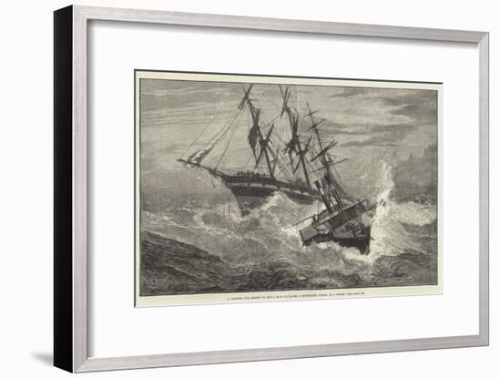 A Channel Tug Trying to Get a Rope on Board a Distressed Vessel in a Storm-null-Framed Giclee Print