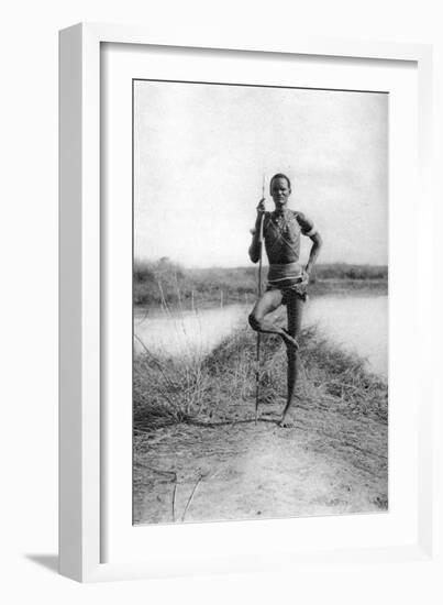 A Characteristic Dinka Attitude, Terrakekka to Aweil, Sudan, 1925-Thomas A Glover-Framed Giclee Print