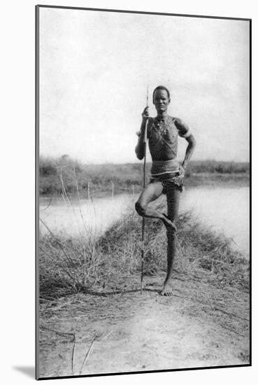 A Characteristic Dinka Attitude, Terrakekka to Aweil, Sudan, 1925-Thomas A Glover-Mounted Giclee Print