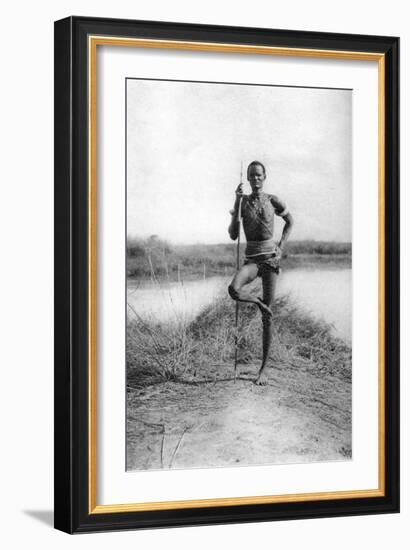 A Characteristic Dinka Attitude, Terrakekka to Aweil, Sudan, 1925-Thomas A Glover-Framed Giclee Print