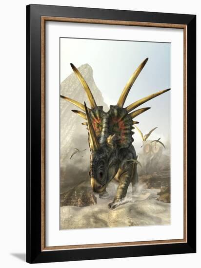 A Charging Styracosaurus-Stocktrek Images-Framed Art Print