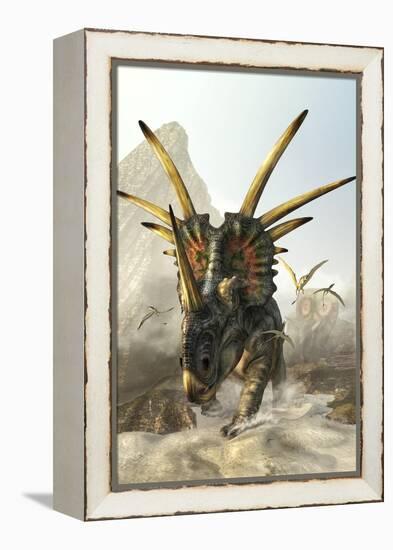 A Charging Styracosaurus-Stocktrek Images-Framed Stretched Canvas