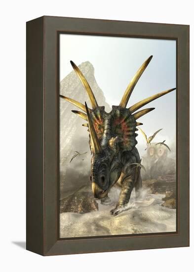 A Charging Styracosaurus-Stocktrek Images-Framed Stretched Canvas