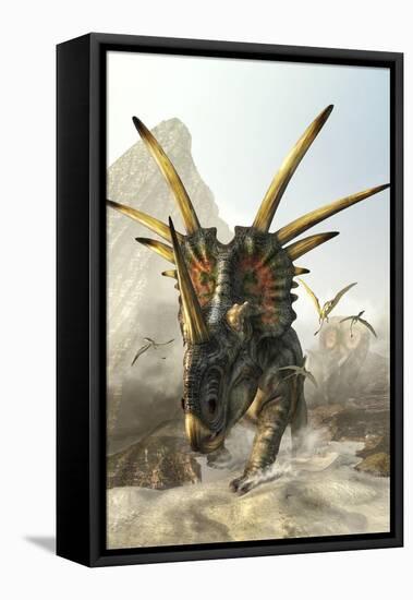 A Charging Styracosaurus-Stocktrek Images-Framed Stretched Canvas