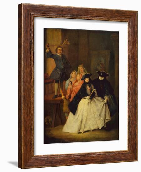 A Charlatan on a platform with Masqued Figures in the foreground-Pietro Longhi-Framed Giclee Print