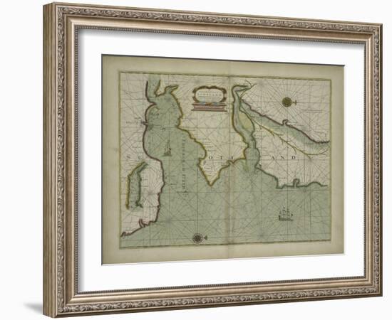 A chart of the East coast of Scotland from a sea atlas, 1707-English School-Framed Giclee Print