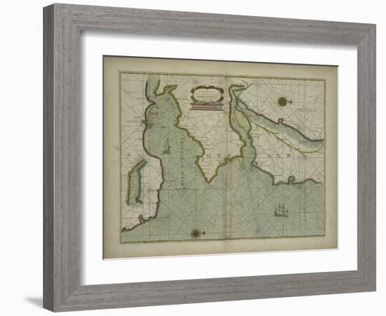 A chart of the East coast of Scotland from a sea atlas, 1707-English School-Framed Giclee Print