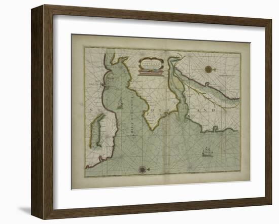 A chart of the East coast of Scotland from a sea atlas, 1707-English School-Framed Giclee Print