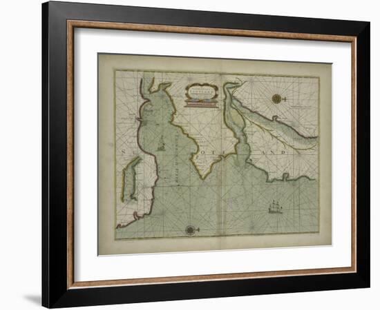 A chart of the East coast of Scotland from a sea atlas, 1707-English School-Framed Giclee Print