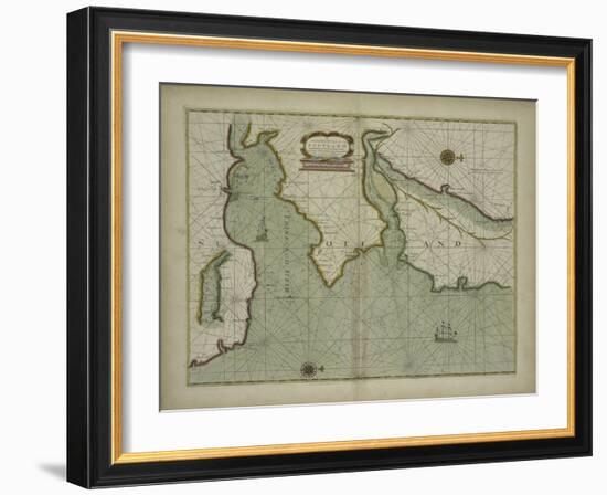 A chart of the East coast of Scotland from a sea atlas, 1707-English School-Framed Giclee Print