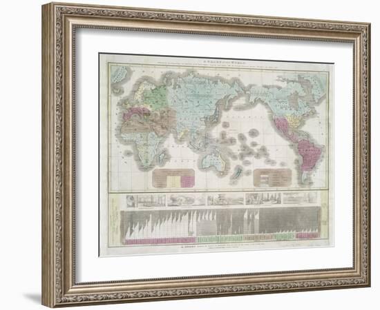 A chart of the world exhibiting the prevailing religion and population of the present empires, 1842-American School-Framed Giclee Print