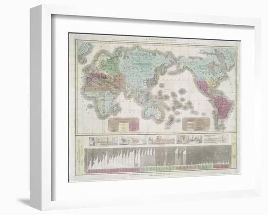 A chart of the world exhibiting the prevailing religion and population of the present empires, 1842-American School-Framed Giclee Print