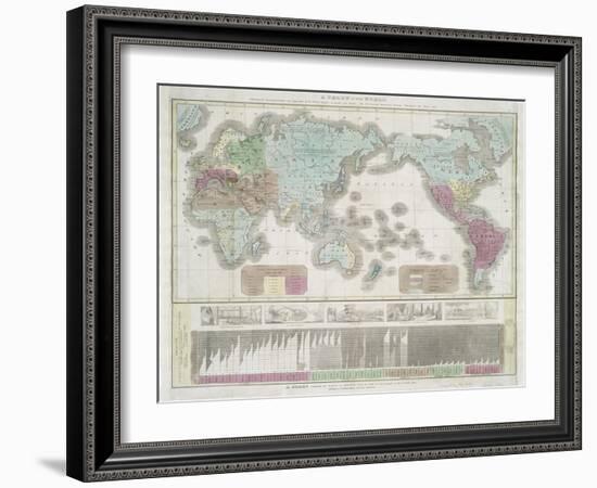 A chart of the world exhibiting the prevailing religion and population of the present empires, 1842-American School-Framed Giclee Print