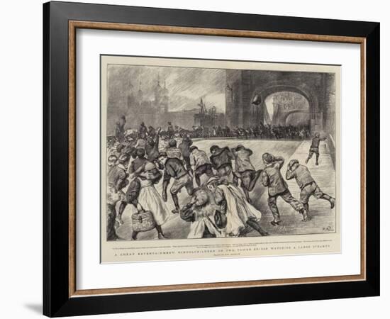 A Cheap Entertainment, Schoolchildren on the Tower Bridge Watching a Large Steamer-Charles Paul Renouard-Framed Giclee Print