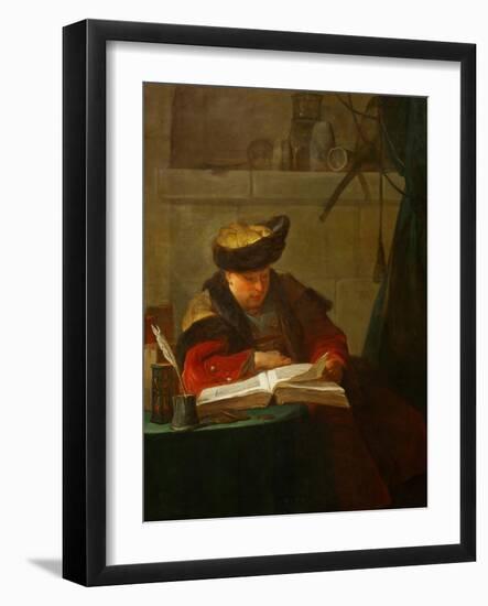 A Chemist in His Laboratory or a Philosopher Reading-Jean-Baptiste Simeon Chardin-Framed Giclee Print