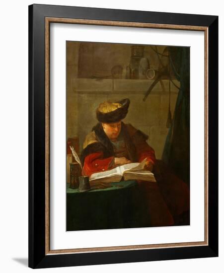 A Chemist in His Laboratory or a Philosopher Reading-Jean-Baptiste Simeon Chardin-Framed Giclee Print