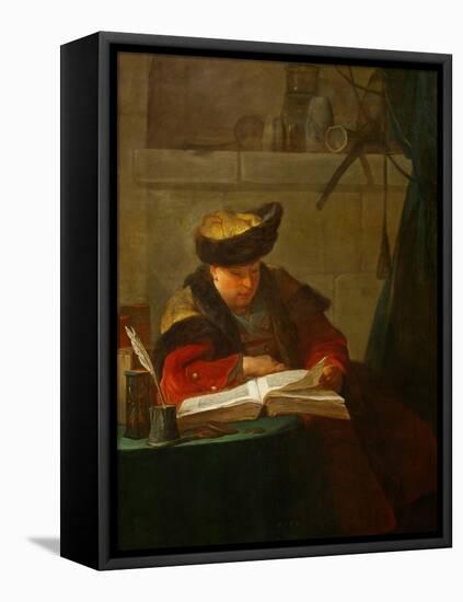 A Chemist in His Laboratory or a Philosopher Reading-Jean-Baptiste Simeon Chardin-Framed Premier Image Canvas