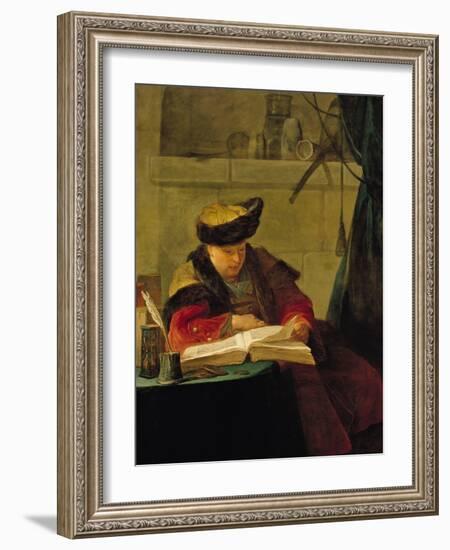 A Chemist in His Laboratory, or the Prompter, or a Philosopher Giving a Lecture-Jean-Baptiste Simeon Chardin-Framed Giclee Print