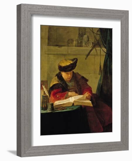 A Chemist in His Laboratory, or the Prompter, or a Philosopher Giving a Lecture-Jean-Baptiste Simeon Chardin-Framed Giclee Print