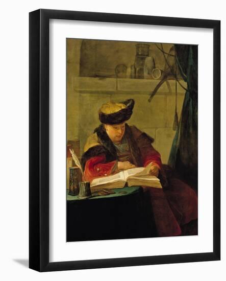 A Chemist in His Laboratory, or the Prompter, or a Philosopher Giving a Lecture-Jean-Baptiste Simeon Chardin-Framed Giclee Print