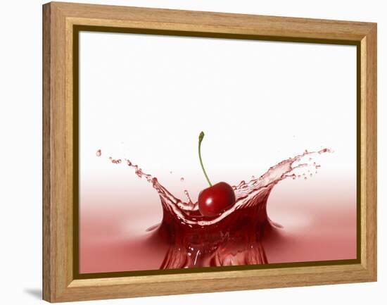 A Cherry Falling into Red Juice-Petr Gross-Framed Premier Image Canvas