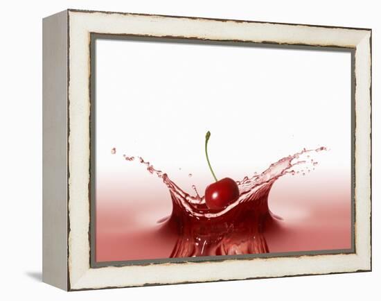 A Cherry Falling into Red Juice-Petr Gross-Framed Premier Image Canvas