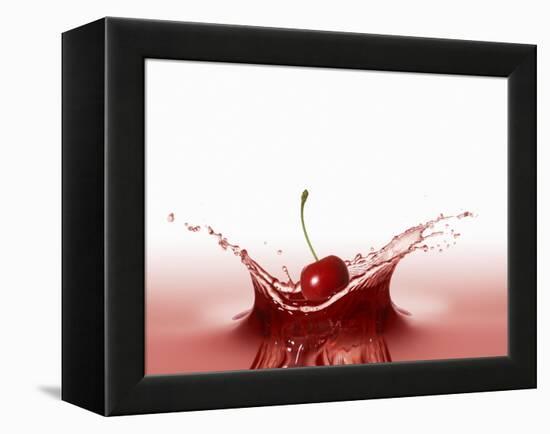 A Cherry Falling into Red Juice-Petr Gross-Framed Premier Image Canvas