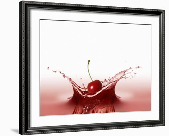 A Cherry Falling into Red Juice-Petr Gross-Framed Photographic Print