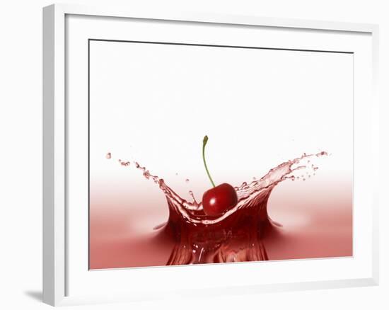 A Cherry Falling into Red Juice-Petr Gross-Framed Photographic Print