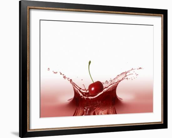 A Cherry Falling into Red Juice-Petr Gross-Framed Photographic Print