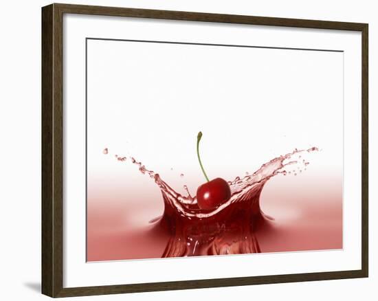 A Cherry Falling into Red Juice-Petr Gross-Framed Photographic Print