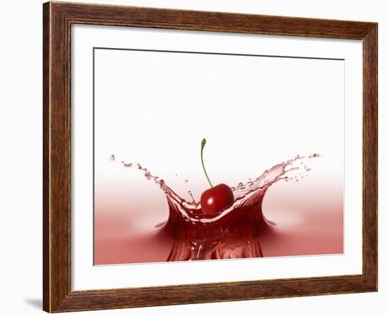 A Cherry Falling into Red Juice-Petr Gross-Framed Photographic Print