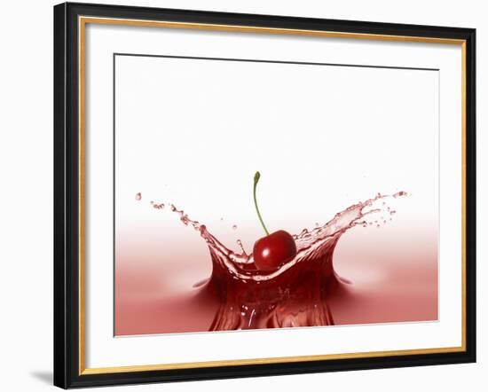 A Cherry Falling into Red Juice-Petr Gross-Framed Photographic Print