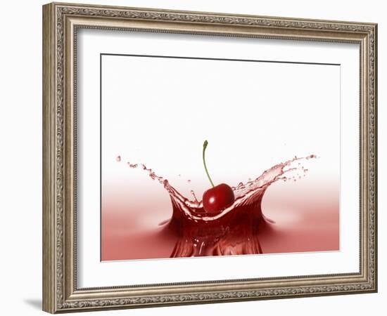 A Cherry Falling into Red Juice-Petr Gross-Framed Photographic Print