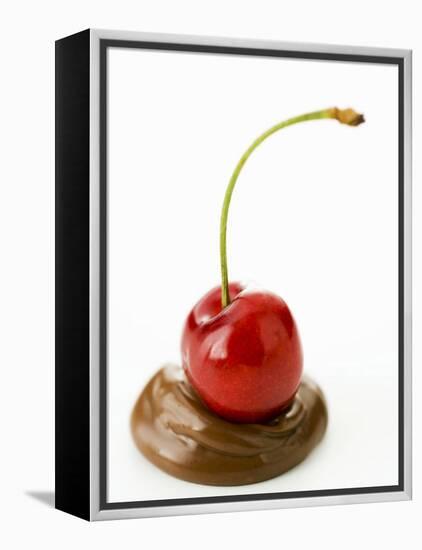 A Cherry on a Blob of Chocolate Sauce-Greg Elms-Framed Premier Image Canvas