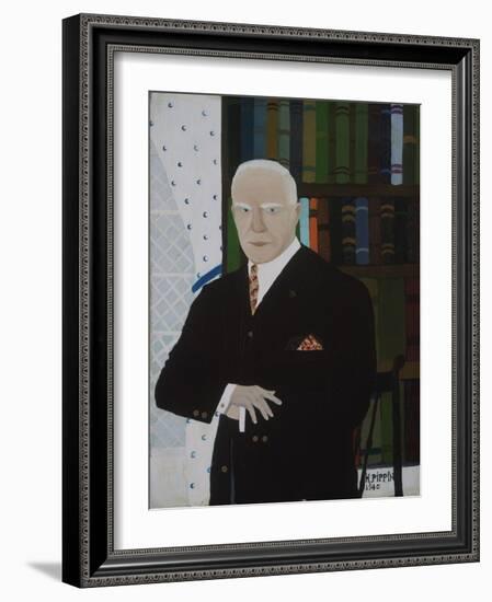 A Chester County Art Critic, 1940 (Oil on Canvas)-Horace Pippin-Framed Giclee Print