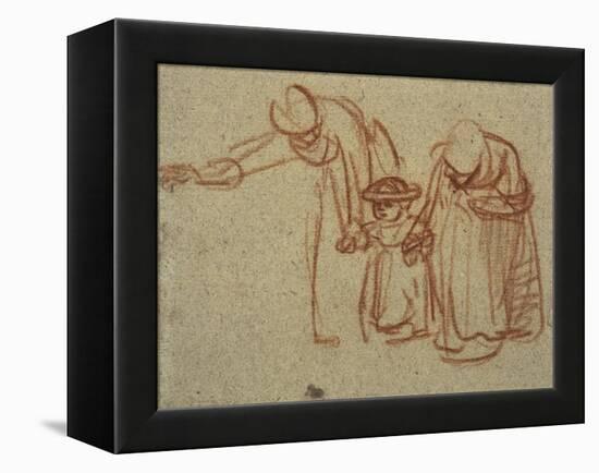 A Child Being Taught to Walk-Rembrandt van Rijn-Framed Stretched Canvas