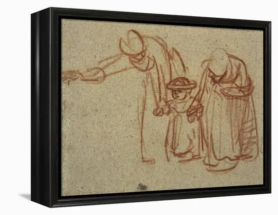 A Child Being Taught to Walk-Rembrandt van Rijn-Framed Stretched Canvas