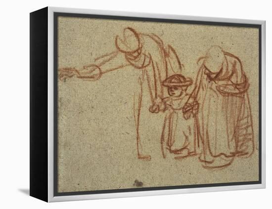 A Child Being Taught to Walk-Rembrandt van Rijn-Framed Stretched Canvas