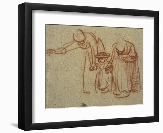 A Child Being Taught to Walk-Rembrandt van Rijn-Framed Premium Giclee Print