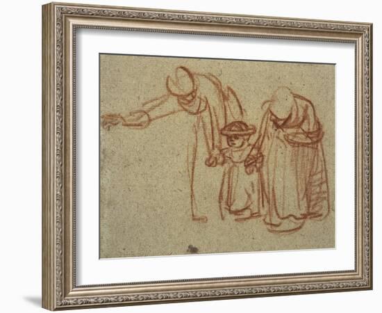 A Child Being Taught to Walk-Rembrandt van Rijn-Framed Art Print