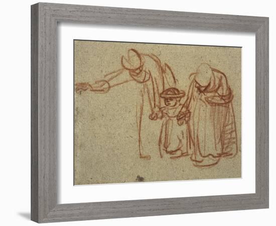 A Child Being Taught to Walk-Rembrandt van Rijn-Framed Art Print