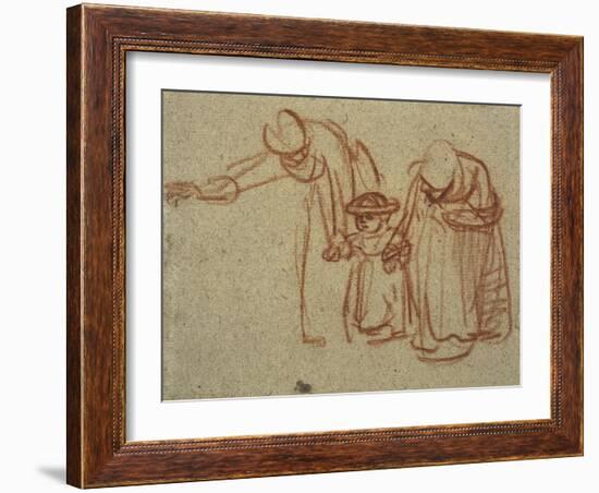 A Child Being Taught to Walk-Rembrandt van Rijn-Framed Art Print