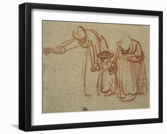 A Child Being Taught to Walk-Rembrandt van Rijn-Framed Art Print