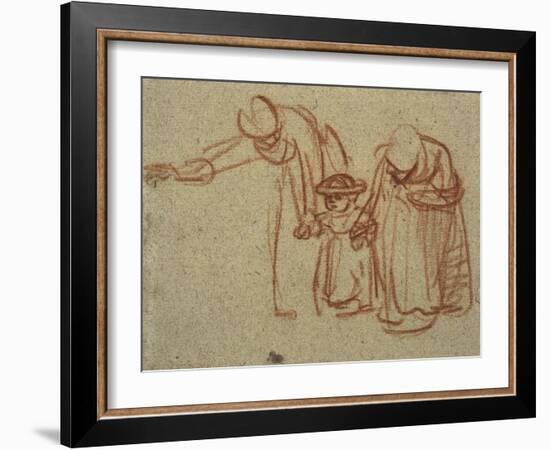 A Child Being Taught to Walk-Rembrandt van Rijn-Framed Art Print